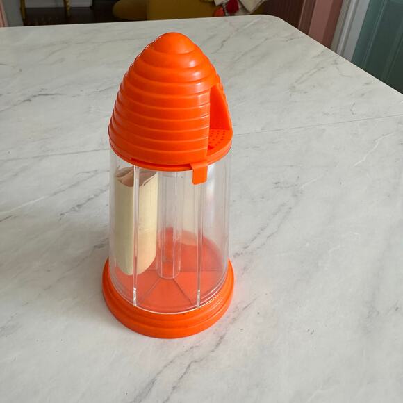 Vintage Orange Plastic six space spice seasoning container kitchen shaker slide - Picture 2 of 6